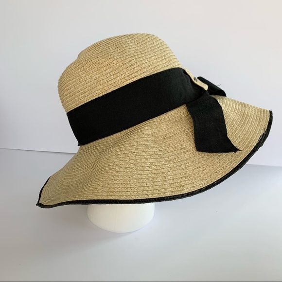 Scala Straw Paper Bow Wide Brim Sun Hat - Picture 6 of 11